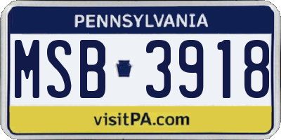 PA license plate MSB3918