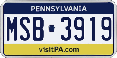 PA license plate MSB3919