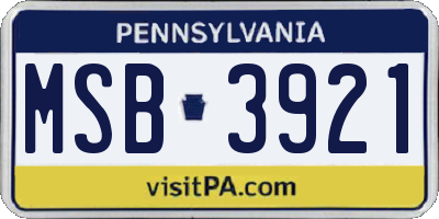 PA license plate MSB3921
