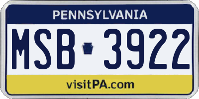 PA license plate MSB3922