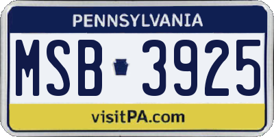 PA license plate MSB3925