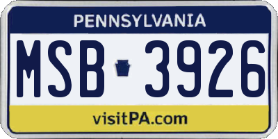 PA license plate MSB3926
