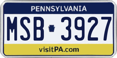 PA license plate MSB3927