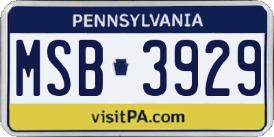 PA license plate MSB3929