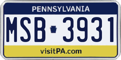 PA license plate MSB3931