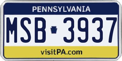 PA license plate MSB3937