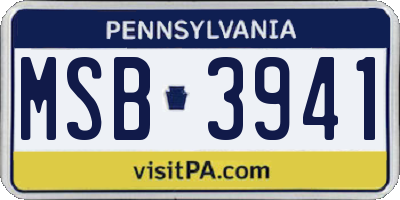 PA license plate MSB3941