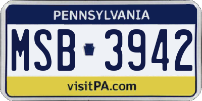 PA license plate MSB3942