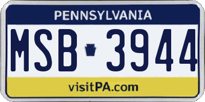 PA license plate MSB3944