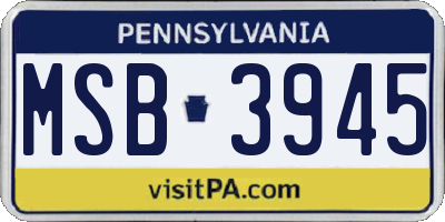 PA license plate MSB3945