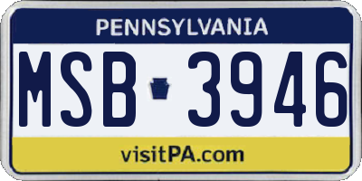 PA license plate MSB3946