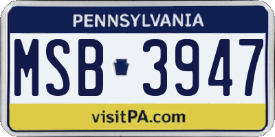 PA license plate MSB3947