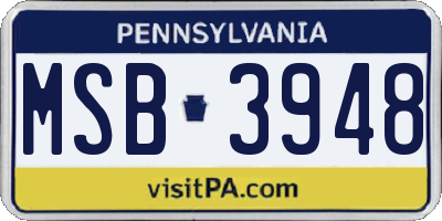 PA license plate MSB3948