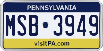 PA license plate MSB3949