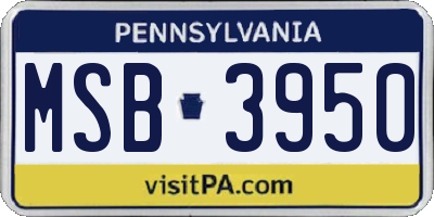 PA license plate MSB3950
