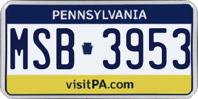 PA license plate MSB3953