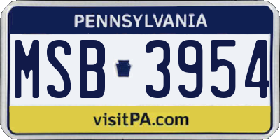 PA license plate MSB3954