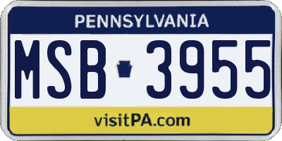 PA license plate MSB3955