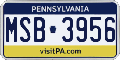PA license plate MSB3956