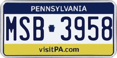PA license plate MSB3958