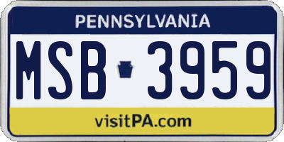 PA license plate MSB3959