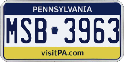 PA license plate MSB3963
