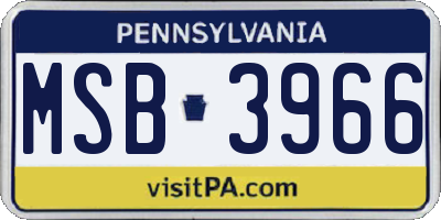 PA license plate MSB3966