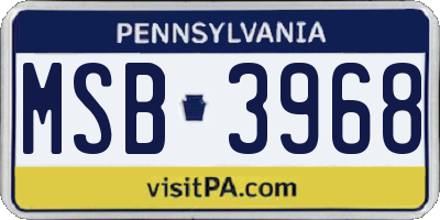 PA license plate MSB3968