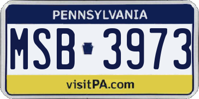 PA license plate MSB3973