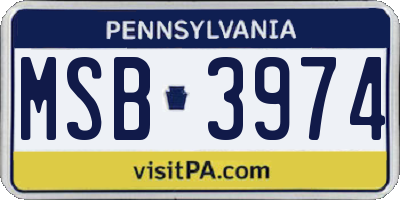 PA license plate MSB3974