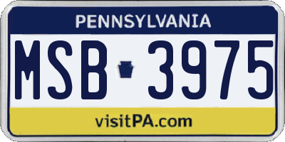 PA license plate MSB3975