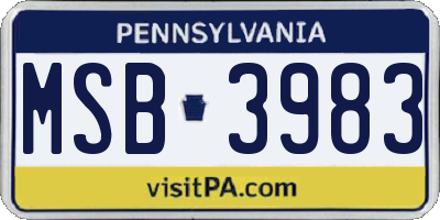 PA license plate MSB3983