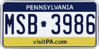 PA license plate MSB3986