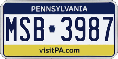 PA license plate MSB3987