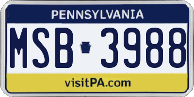 PA license plate MSB3988