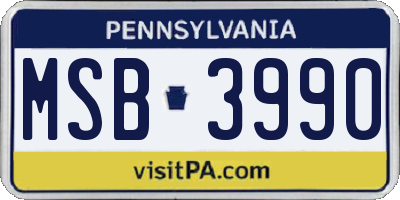 PA license plate MSB3990