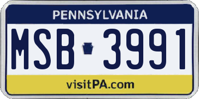 PA license plate MSB3991