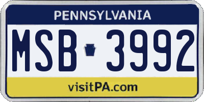 PA license plate MSB3992