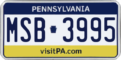 PA license plate MSB3995