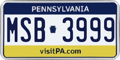 PA license plate MSB3999