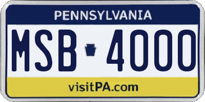 PA license plate MSB4000
