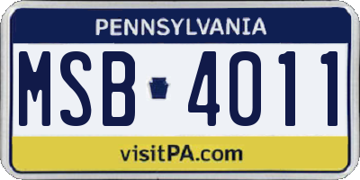 PA license plate MSB4011