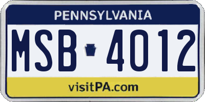 PA license plate MSB4012