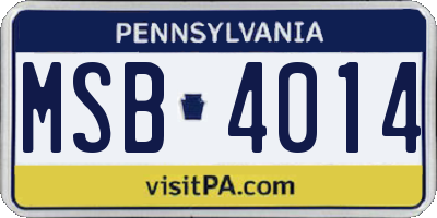 PA license plate MSB4014