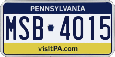PA license plate MSB4015