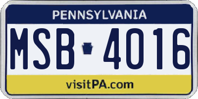 PA license plate MSB4016