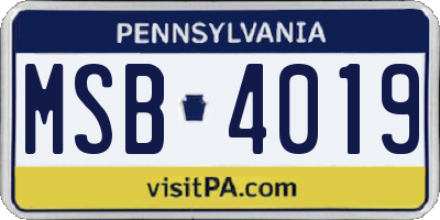 PA license plate MSB4019