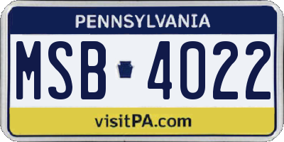 PA license plate MSB4022
