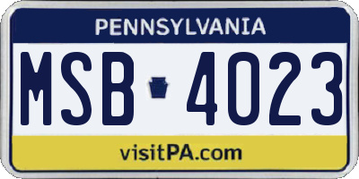 PA license plate MSB4023