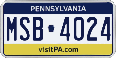 PA license plate MSB4024
